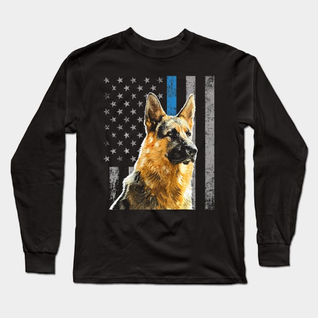 Thin Blue Line Flag K9 Shirt German Shepherd Police Dog Gift Long Sleeve T-Shirt by Sinclairmccallsavd